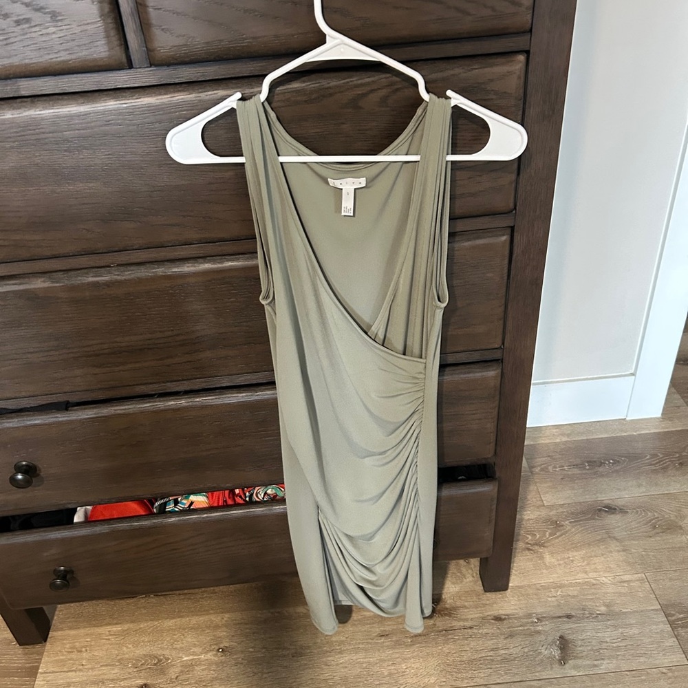 Surplice  Olive Green Sleeveless Dress
